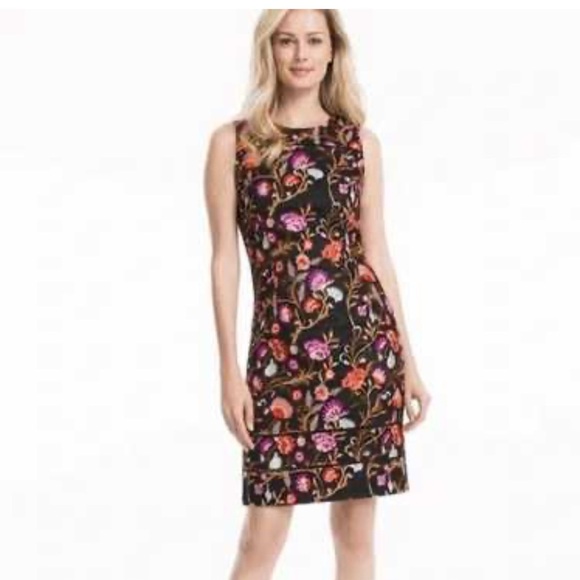 White House Black Market Embroidered Floral Sheath Dress - Picture 1 of 8